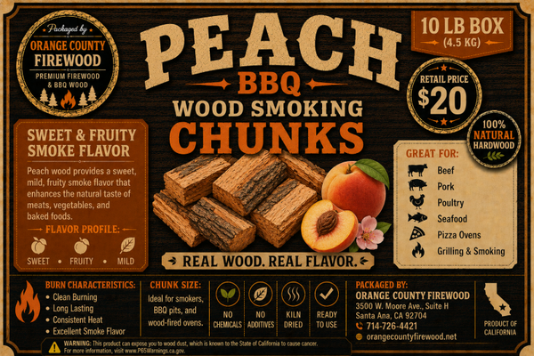 Peach BBQ Smoking Wood Chunks – Premium Fruitwood for Grilling, Smoking & Pizza Ovens