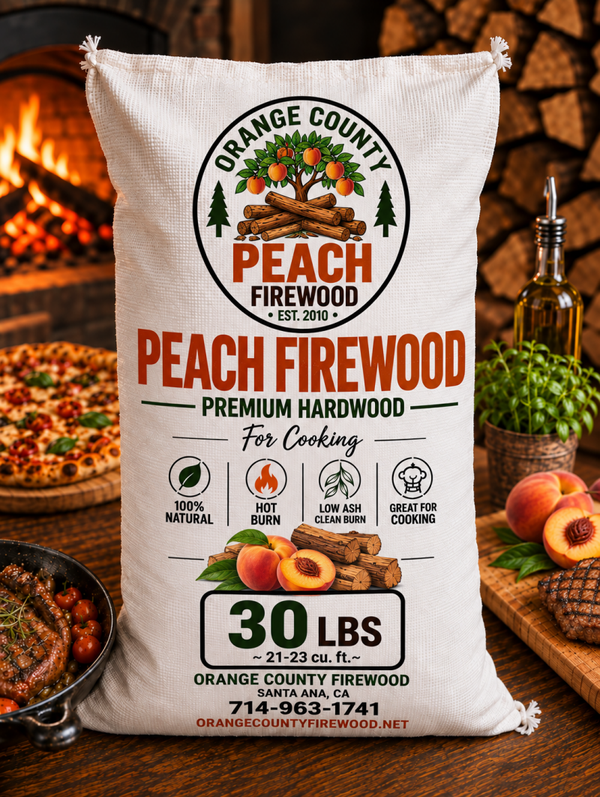 Peach Firewood – Premium Fruitwood for Cooking – 30 lb Bag