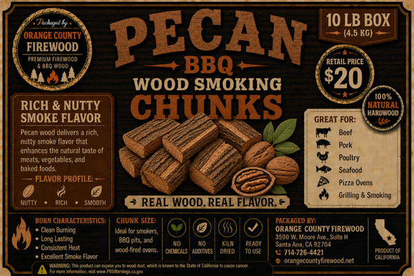 Pecan Wood Smoking Chunks – 10 LB Box | Premium BBQ & Smoker Wood