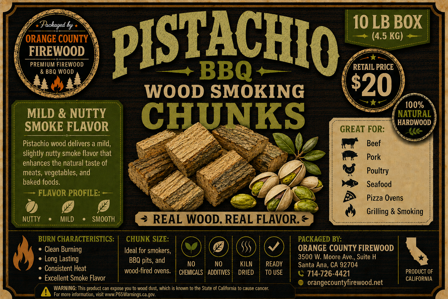 Pistachio Smoking Wood Chunks – Unique Flavor, Perfect for BBQ & Smokers