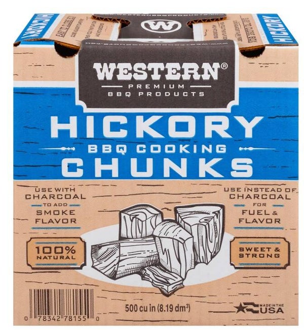 Western Premium BBQ Hickory BBQ Cooking Chunks, 500 Cubic inches