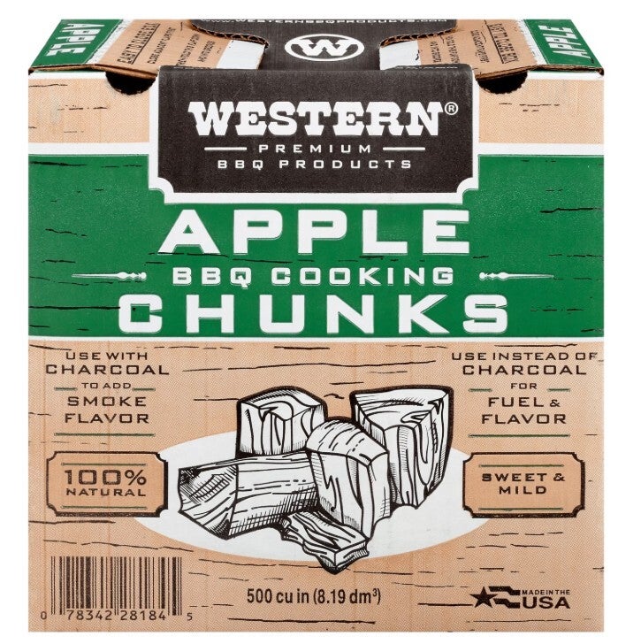 Western Premium BBQ Apple BBQ Cooking Chunks, 500 Cubic inch
