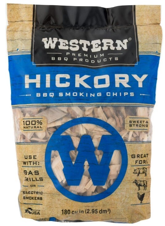 Western Premium BBQ Products Hickory BBQ Smoking Chips, 180 Cu in