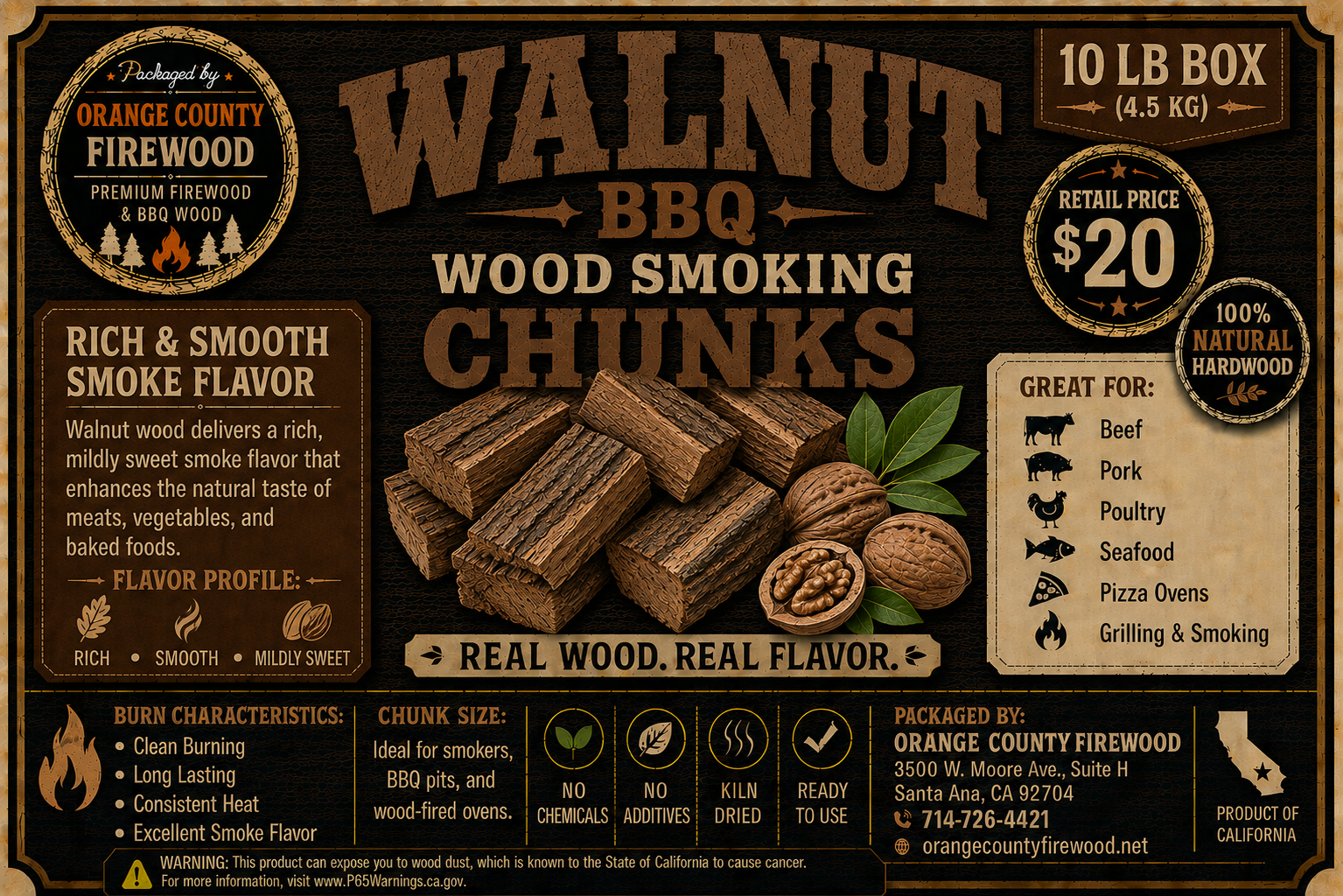 All-Natural Walnut BBQ Wood Chunks – Perfect for Smoking & Grilling
