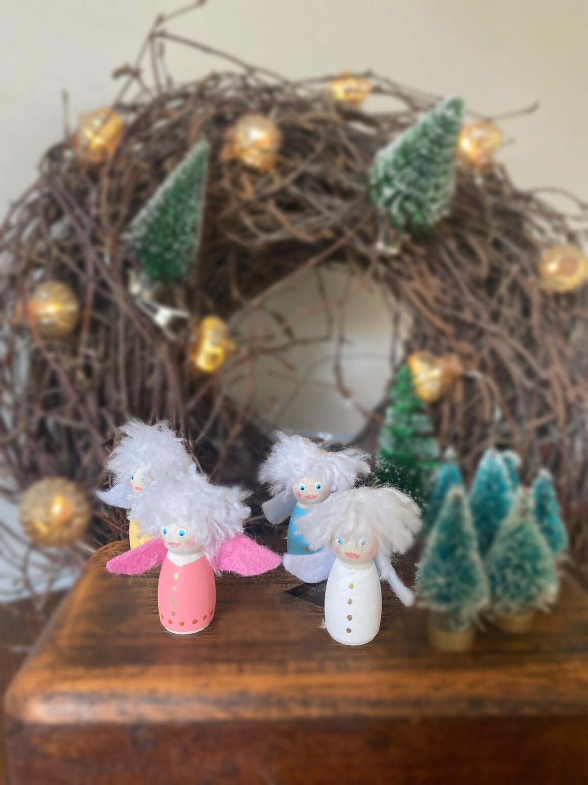 Engeltjes pastel hout