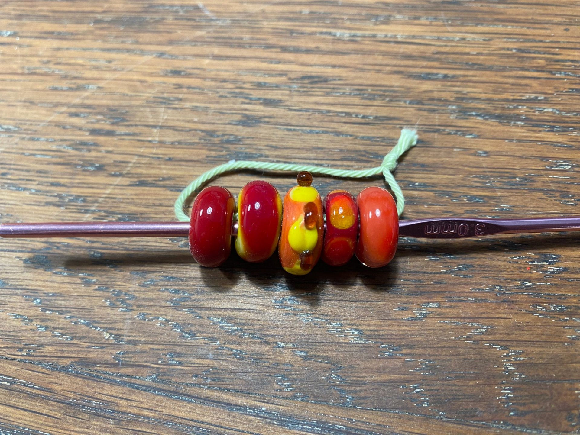 Glaskralen rood / oranje / geel  set