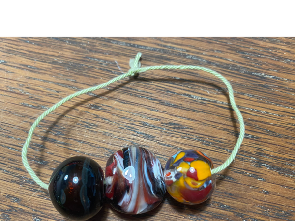 Glaskralen gestreept bordeux set