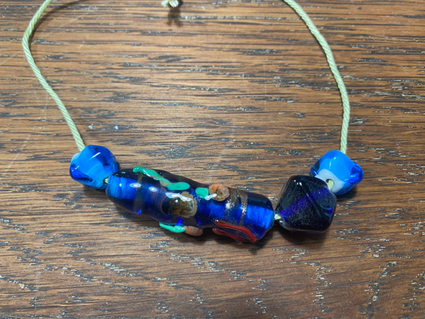 Glaskralen donker blauw set