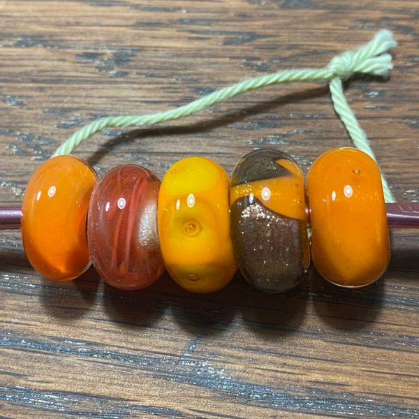 Glaskralen oranje set (5 stuks)