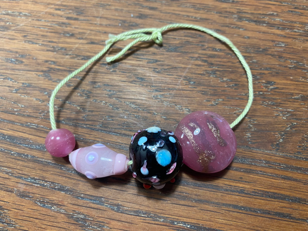 Glaskralen lila / roze/ goud set