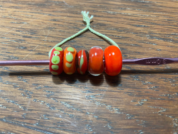 Glaskralen rood / lime set