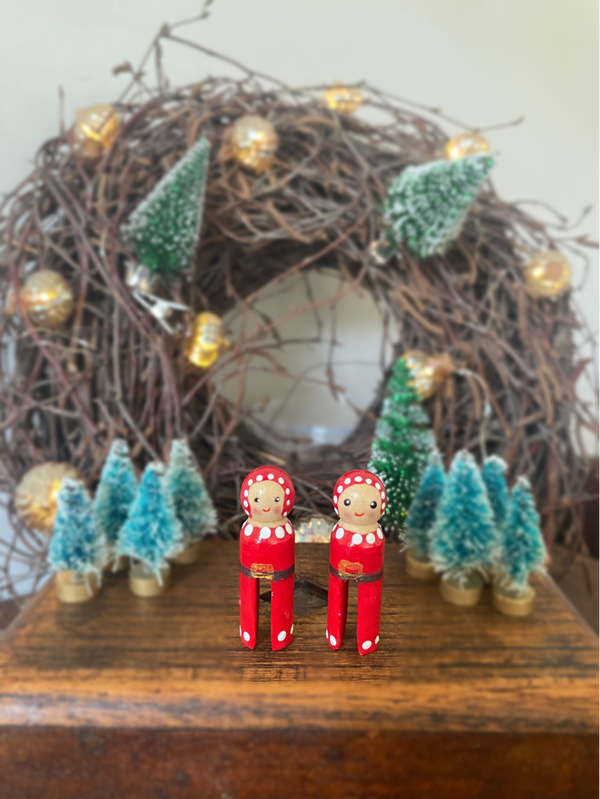 Vintage wasknijpers klein rood