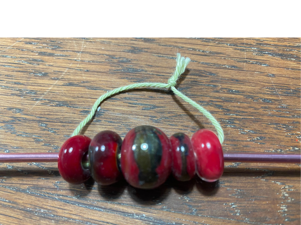 Glaskralen bordeux / goud set