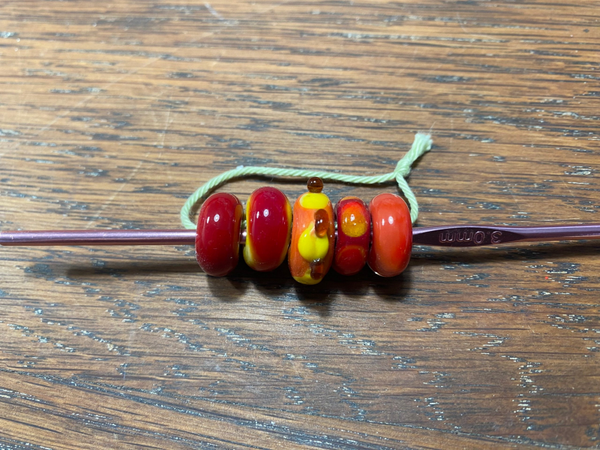 Glaskralen rood / oranje / geel  set