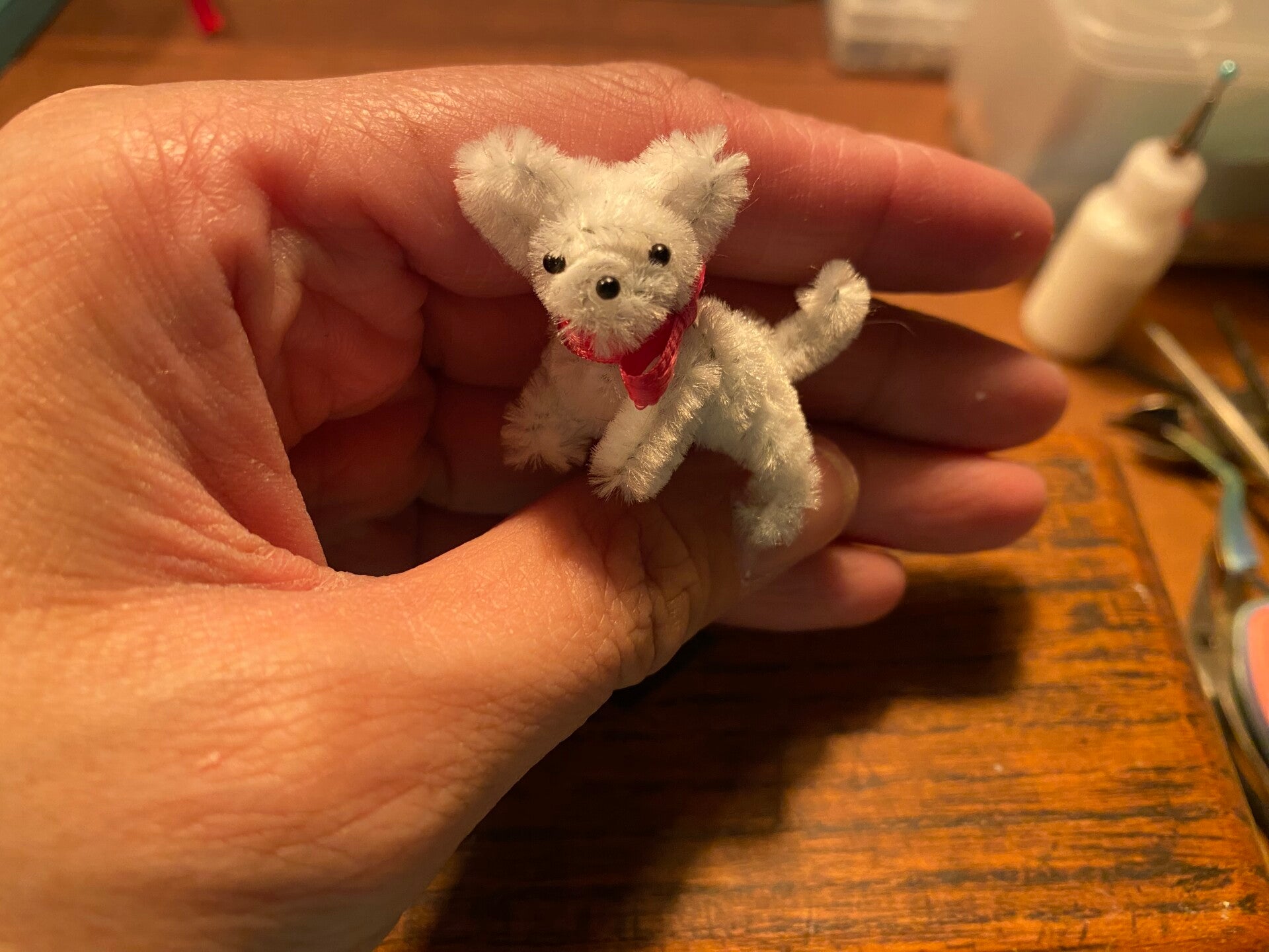 Hond wit met rode strk