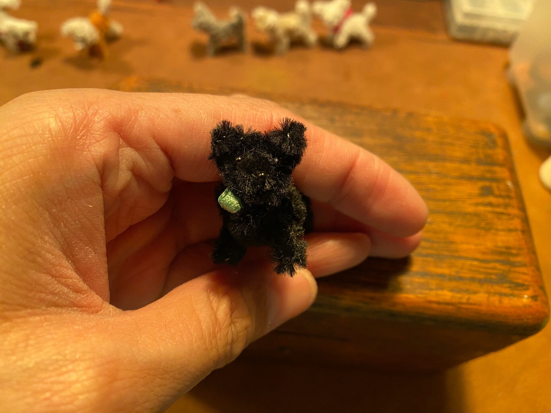 Hond zwart met groene strik