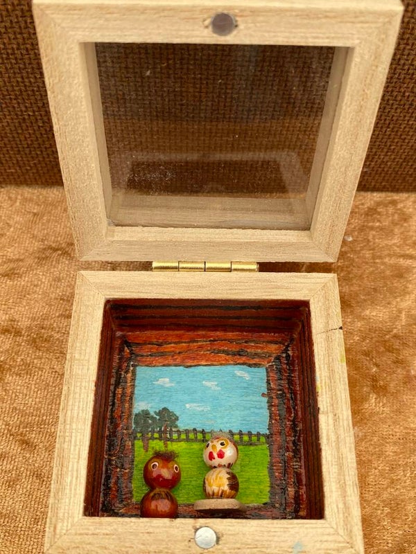 Mini kijkdoos kippen