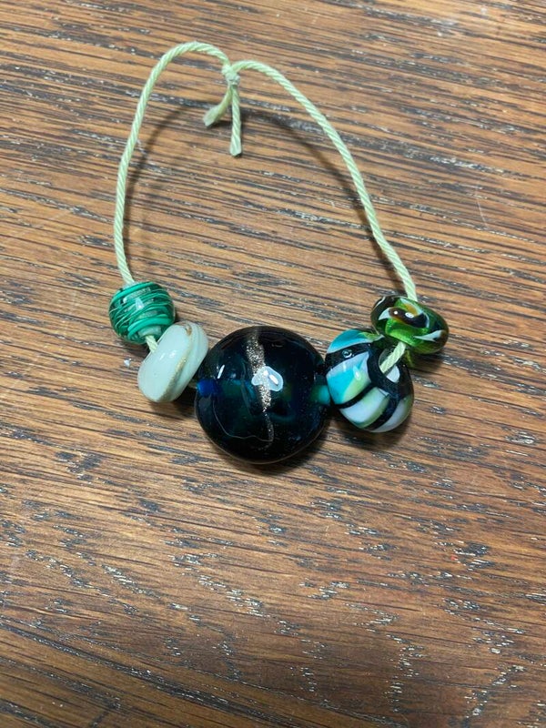 Glaskralen donker groen II set