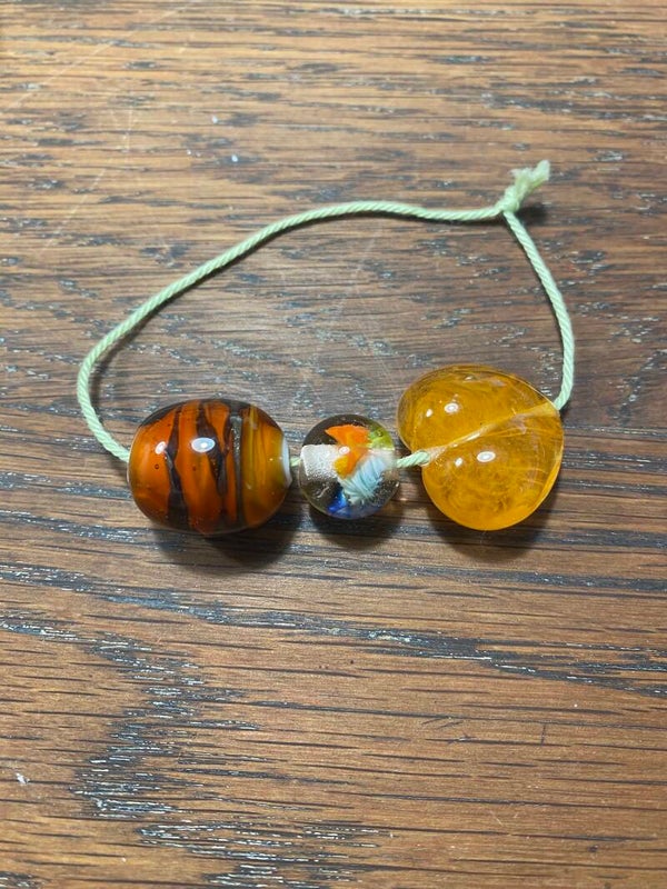 Glaskralen tijger oranje set