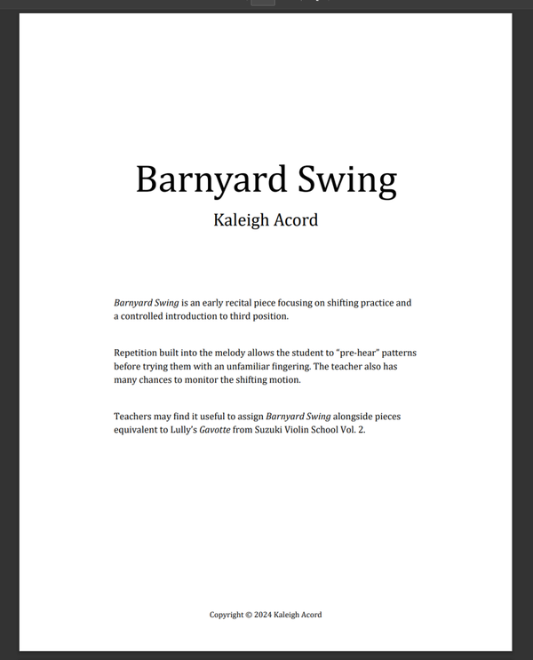 Barnyard Swing: violin with piano accompaniment