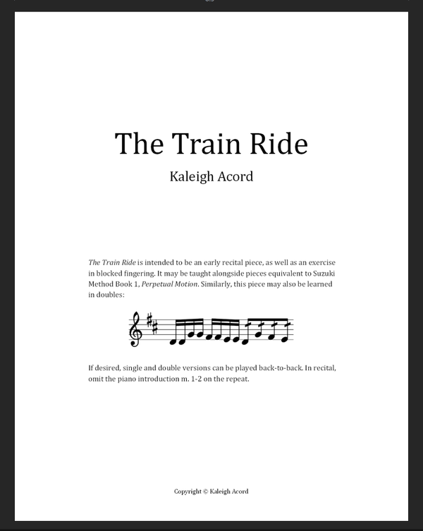 The Train Ride: violin with piano accompaniment (DIGITAL DOWNLOAD)