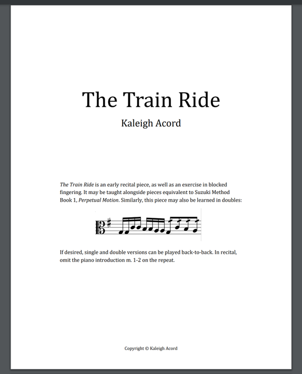 The Train Ride: viola with piano accompaniment (DIGITAL DOWNLOAD)