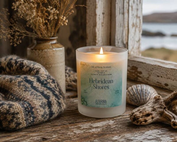 Hebridean Shores frosted glass candle