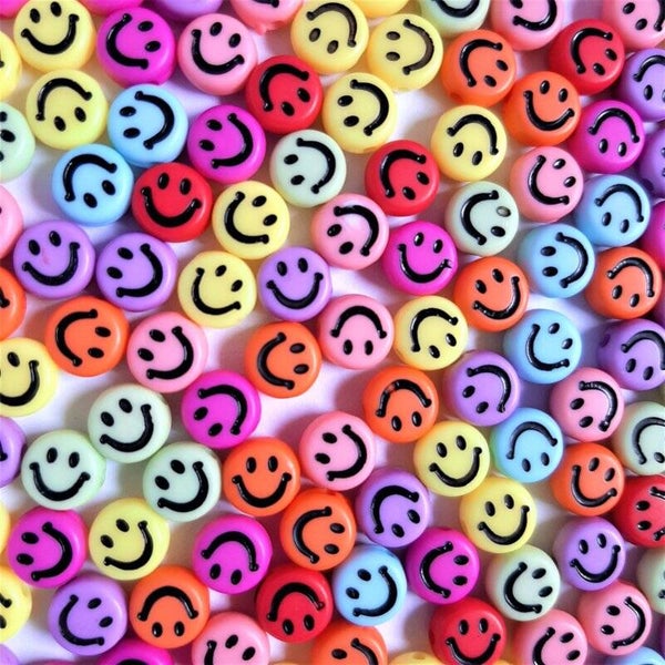 smiley acryl kralen (multi color)