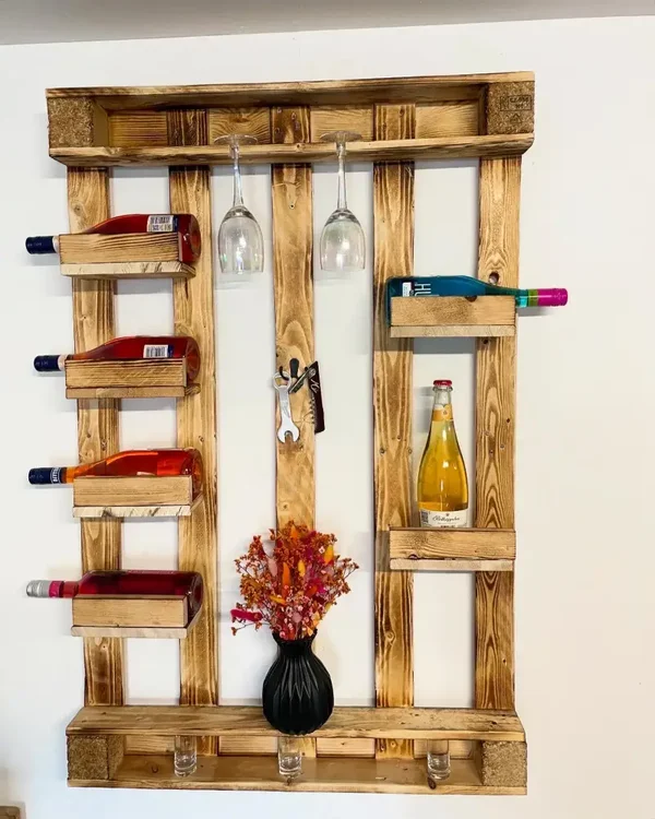 geflammtes Flaschenregal / Weinregal aus Paletten !