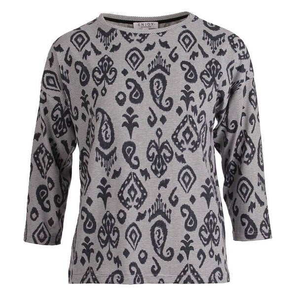 Enjoy blouson3/4 mouw all over print.