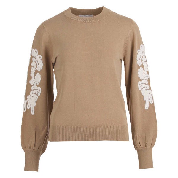 Pull lange mouw borduur