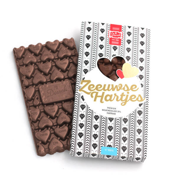 Zeeuwse hartjes chocolade reep
