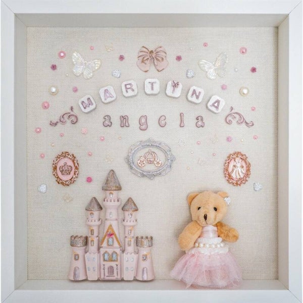 Unieke 3D Geboortelijst voor Meisjes - Met Naam, Datum en Knuffelbeertje! (37x37 cm)