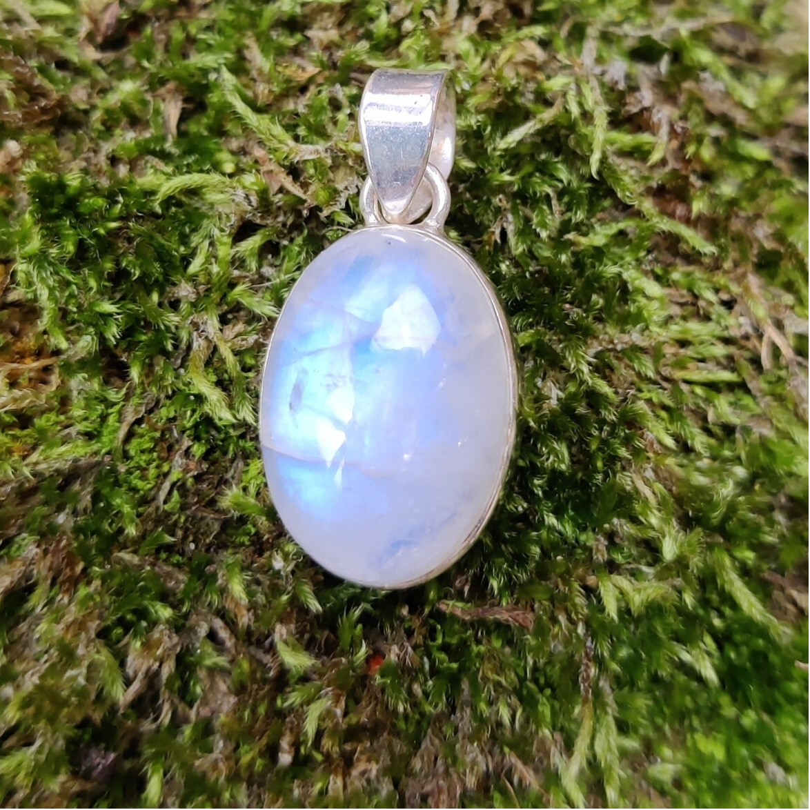 Hanger - Regenboog Maansteen 1 - Zilver