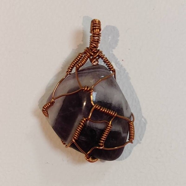 Chevron Amethist Hanger met Koper Handgemaakt