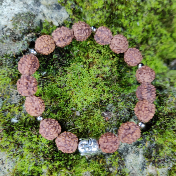 Mala Armband Rudraksha Zaden met Boeddha