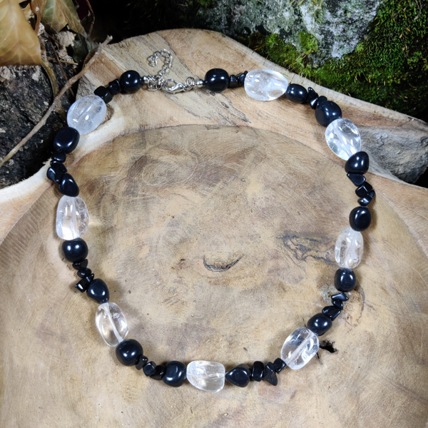 Ketting Bergkristal & Obsidiaan