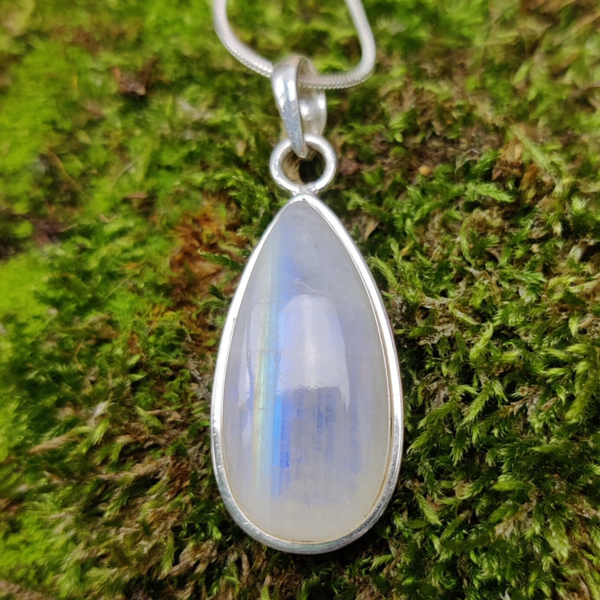 Hanger - Regenboog Maansteen 3 - Zilver