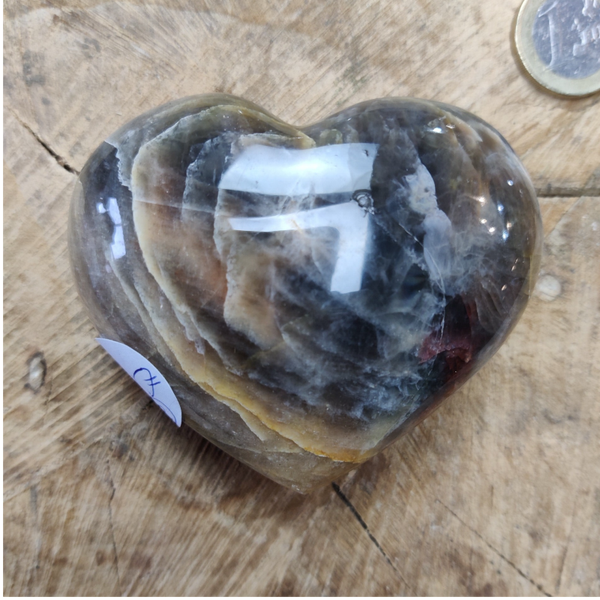 Zwarte maansteen - Hart - 7,5 cm - Nr 23