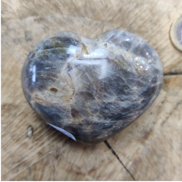 Zwarte maansteen - Hart - 7 cm - Nr 21