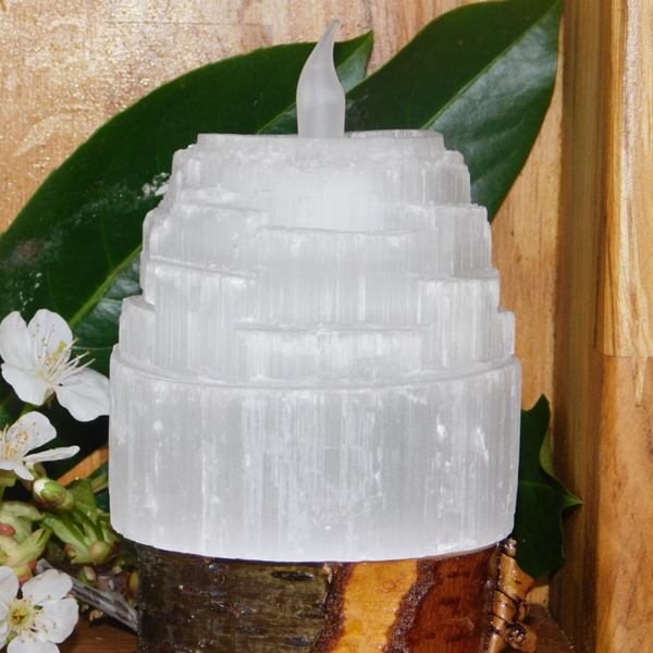 Seleniet Theelicht Houder - 8 cm (satijnspaat)