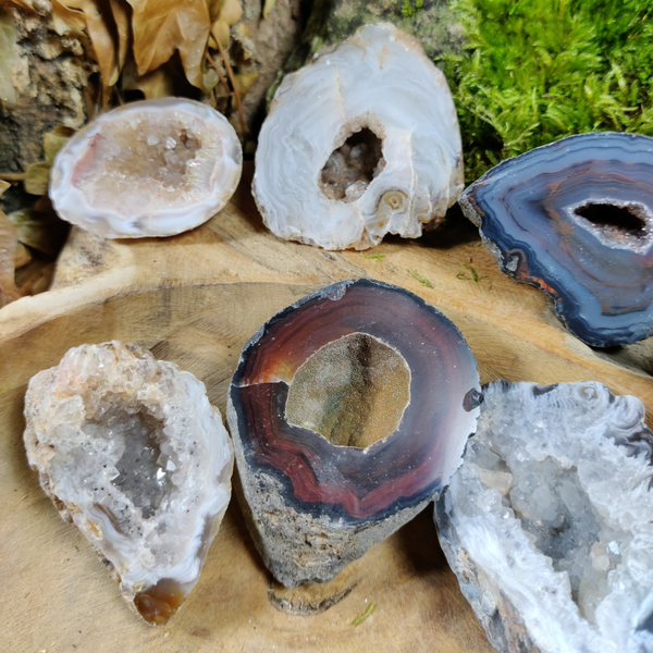 Agaat Geode Natuurlijk met kristallen 4 - 6 cm
