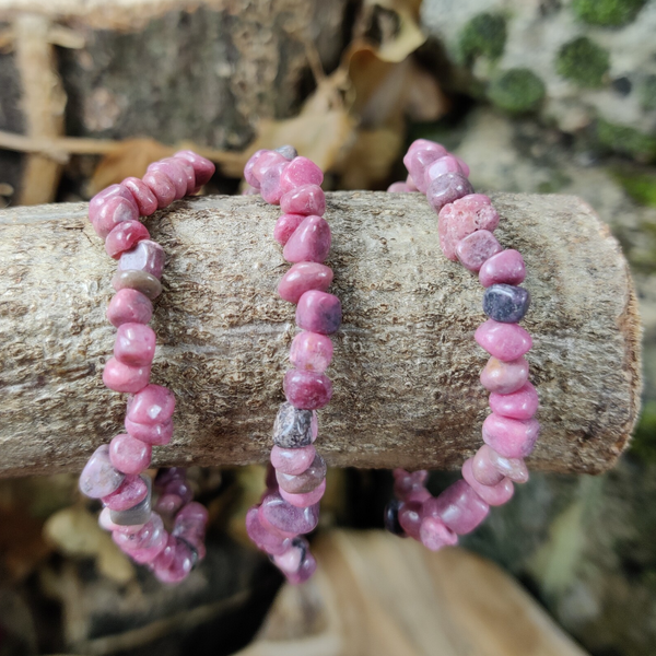 Armband Rhodoniet Chips Split