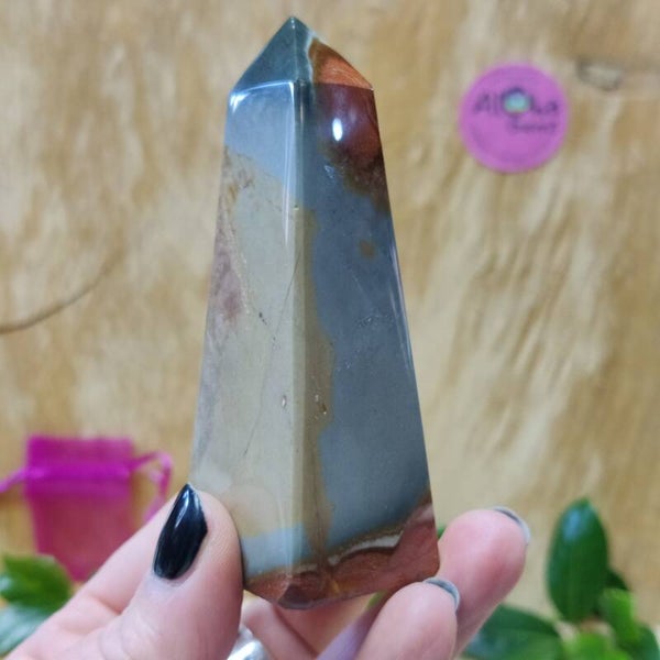 Polychroom Jaspis Obelisk - 9,5 cm - Toren - Sculptuur - G28