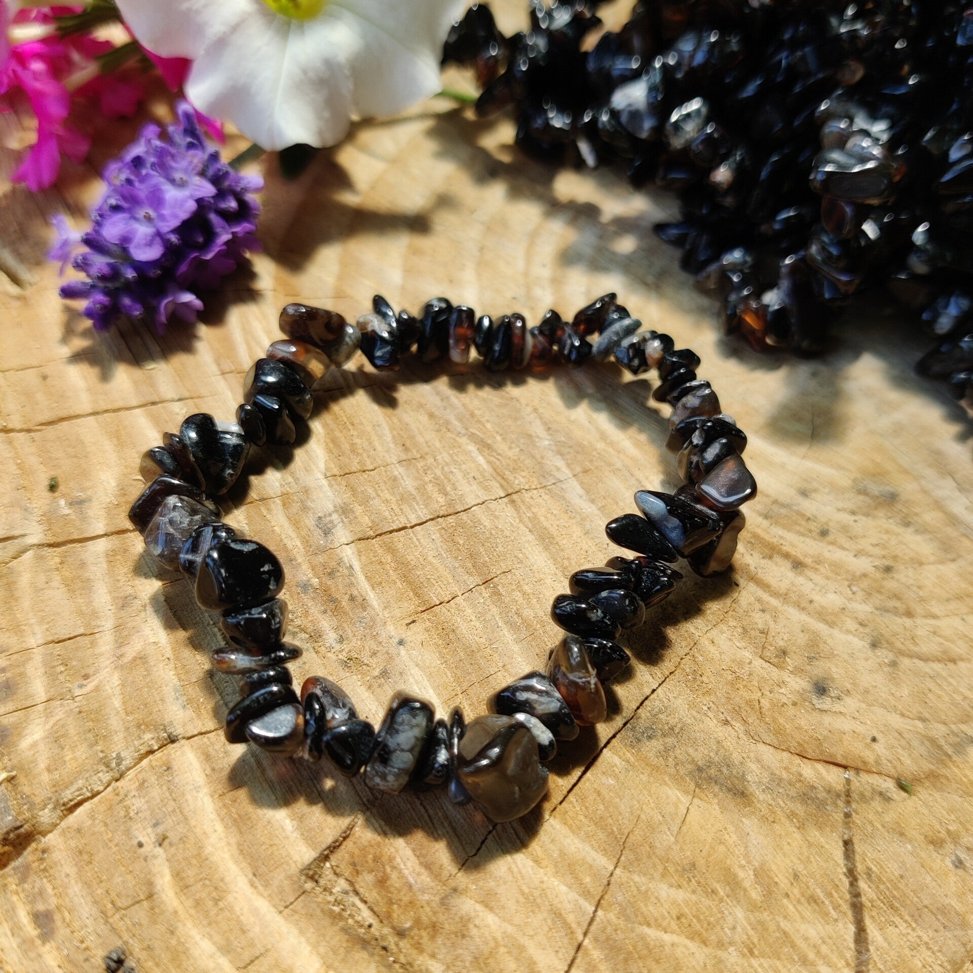 Armband Zwarte Onyx Chips Split