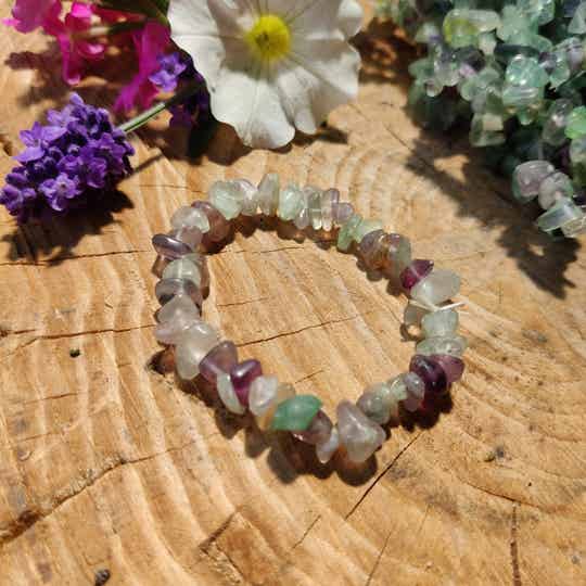 Armband Fluoriet (Regenboog) Chips Split