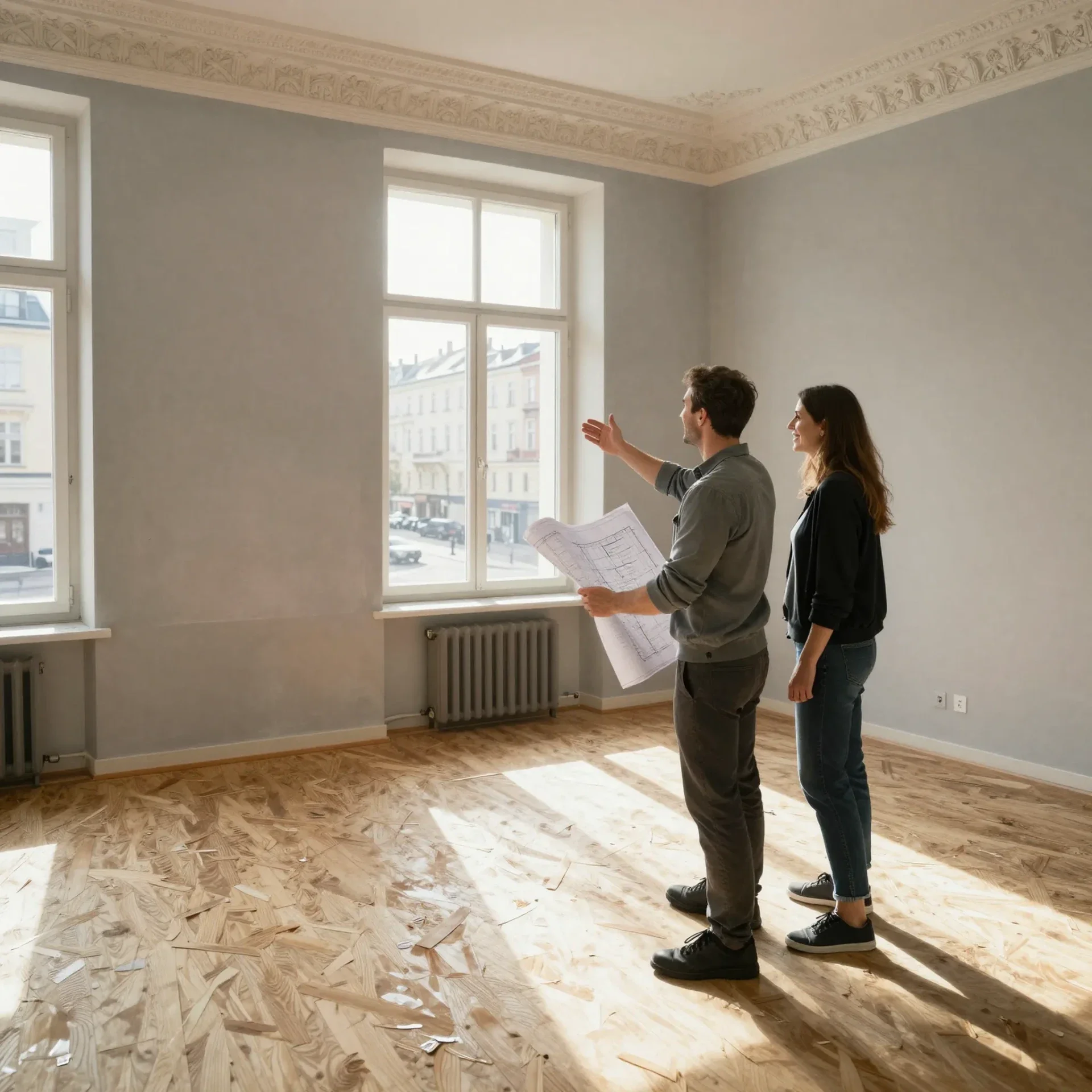 Persönliche Beratung und Planung für exklusive Einbaumöbel nach Maß. Vor-Ort-Termin zur Besprechung des Designs in einer Altbau-Wohnung in Berlin-Wilmersdorf. Individuelle Lösungen für hohe Räume.