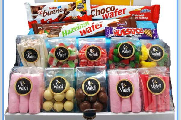 valeli, zoete & zoute snacks. chocolade en snoepjes