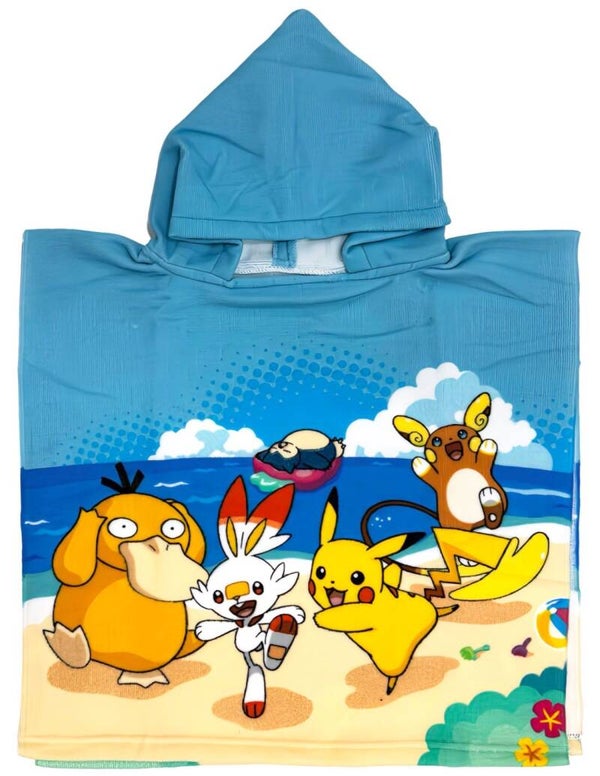 Pokémon - Poncho Mare bambini, Asciugamano, Asciugatura Rapida, Ultra Morbido, 50x100cm