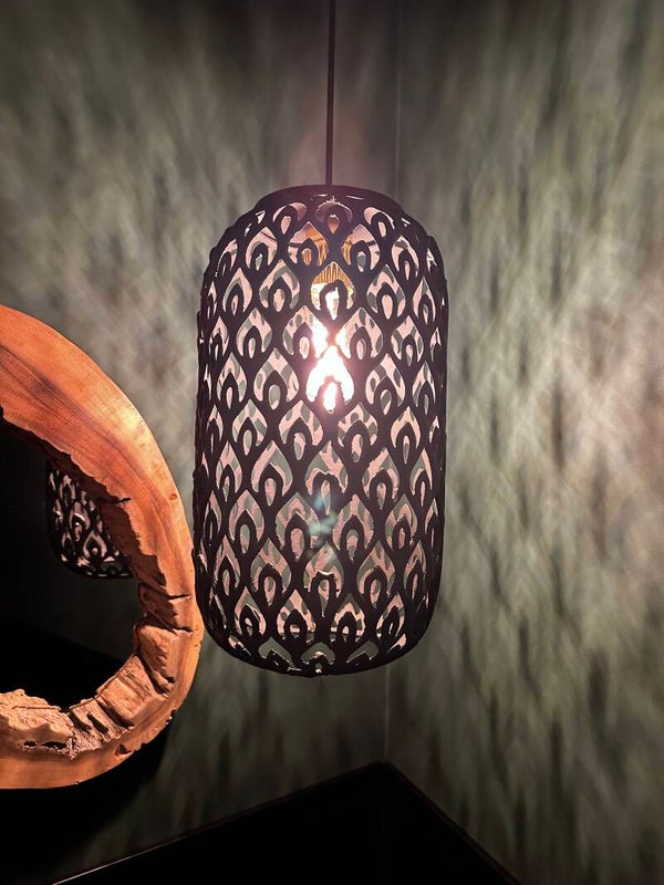 Supergave Zwarte opengewerkte hanglamp